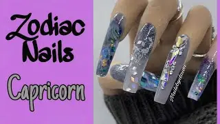 Zodiac nails - Capricorn star sign nail design