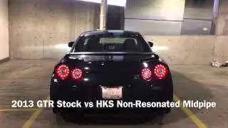 2013 GTR Stock Sound vs HKS Non Resonated Midpipe