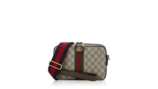 Gucci GG Supreme Web Ophidia Convertible Camera Bag Beige Ebony New Acero