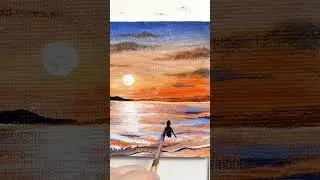 How to paint a Couple Walking on Beach Sunset using ONLY 4 colors! / Full version on my channel!!