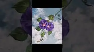 How to Paint Clouds and Morning Glory Flower #acrylicpainting #shorts #youtubeshorts