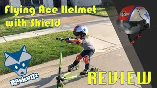Raskullz Flying Ace Child Helmet with Shield Review with Catboy