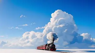 🌟Steamed Train with Blue Sky and White Clouds🌟 3-Hour HD Live Wallpaper / Background / Screensaver
