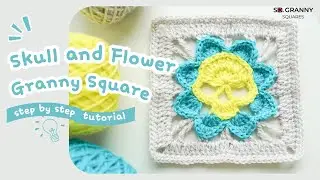 Skull and Flower Granny Square🌸☠️