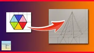📐Come disegnare una piramide a base esagonale in assonometria cavaliera📐
