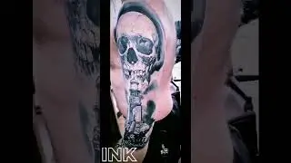 Cr&acirc;ne 3D et phareThe terror lighthouseEn black and grey par Niko !! #tatouage#tattoo#realistictattoo
