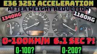 BMW E36 325i 93`192PS Acceleration - After Weight Reduction - Big comparison! Before and After!
