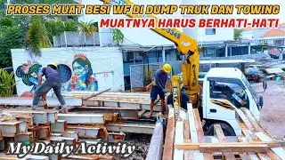 PROSES MUAT BESI WF‼️Dump Truk Vs Towing,Harus Berhati-Hati #derek #towing #trukcanter #vlogchannel 