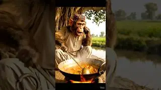 Sadaqat! Food is Ready 🍲 Funny Human-like Monkey Cooking in Village #mutabbal #amirkhusrau