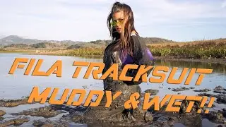 Muddy, Wet & Dirty Girl FILA Tracksuit, Disruptor Sneakers ALL TRASHED IN SMELLY MUD