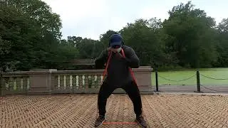 Training at Prospect Park Boat House (Squatting with Resistance loop band) - New York City