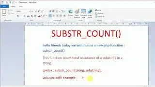 PHP function : substr_count() function in PHP  BY Sivani