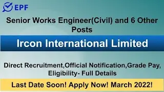 7 New Vacancies in Ircon International Limited|इरकॉन इंटरनेशनल लिमिटेड में 7 नई रिक्तियां|Apply now|