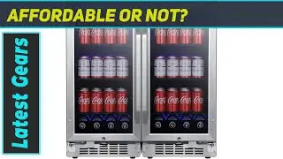 EdgeStar CBR902SGDUAL 30 Inch Wide French Door Beverage Cooler with Blue LED Lighting