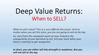 DEEP VALUE INVESTING: Inflection Investing: When To Sell?