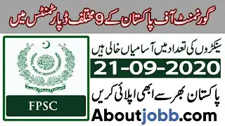 FPSC Jobs 2020 Govt Jobs In 9 Different Departments 2020 #GovtJobs
