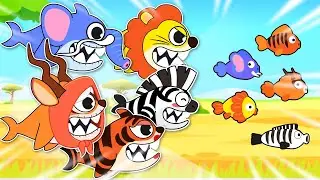 Baby Shark Turns into Animals ~ Let's catch the Animal fish with Baby Shark Learn about Animals