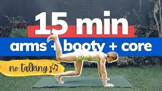 15-Min Yoga For Strong Arms, Booty & Core 💪 | Intermediate Yoga Flow | No talking 🎶