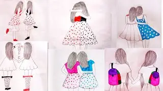 TOP 10 Best friendship &hearts;️day drawing /bff drawing step by step/ bestie sketch/ pencil easy drawing /