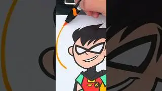 Coloring Robin 🦸🏻&zwj;♂️ #teentitans #coloring #art #robin