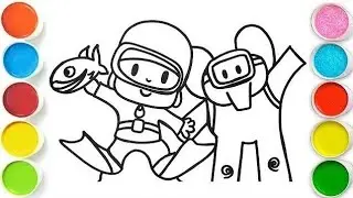 Cute Pocoyo and Elly Drawing, Painting and Coloring for Toddlers _ Child Art