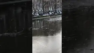 ICE SKATER FALLS Into THIN ICE at Amsterdam Canal #shorts #funny