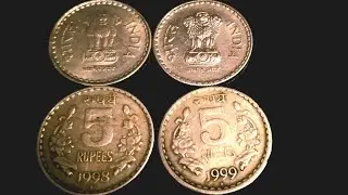 5rupee fat lion variety coin, bombay mint 1998,1999 (2025)