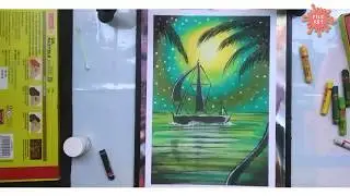 how to create Beautiful Landscape bye oil pastel colours.   By File Art #fileart
