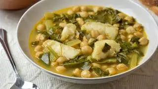 Potaje de garbanzos con acelgas y bacalao