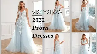 Missyshow Women Prom Dress Light Blue Spaghetti Straps Appliques Tulle Party Dress