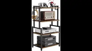 HYPIGO: Rustic AV Console Shelf Review - Pros & Cons - HYPIGO 4-Tier AV Media Corner Shelf