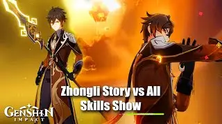 Genshin Impact - Zhongli All Skills Gameplay vs Historia Antiqua Sal Flore Story Show