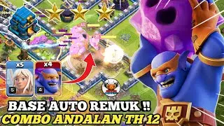 BASE APAPUN RATA!! STRATEGI TH 12 WARDEN WALK + SUPER BOWLER || Clash Of Clans