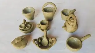 Amazing technique Handmade kitchen set with Clay | How to make mini kitchen set