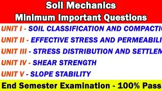 soil mechanics important questions, end semester examination, soil 16 mark questions, quick revision