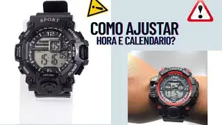 Como Ajustar Hora e Data do Rel&oacute;gio Masculino Sport tipo G-shock esporte (Passo a Passo F&aacute;cil)