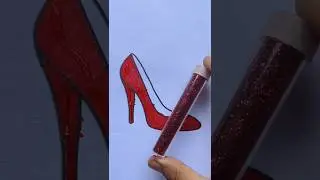 RED &hearts;️ Princess Shoes 👠#art #glitter #princess #shose #coloring #kidart #shorts