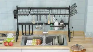 Over the Sink Dish Drying Rack  Easylife Adjustable 2 Tier Large Dish Dryer Rack for Kitchen Organiz