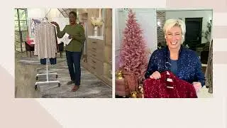 Jingle Belles by Kim Gravel Sequin Mesh Open Front Topper on QVC