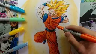 Dibujo de Goku SSJ 2-Drawing Goku SSJ 2 | By Steven Builes