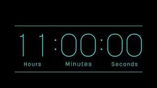11-Hour Digital Countdown Timer | Blue Digital Text | Black Background | Flip Sound | Study & Focus
