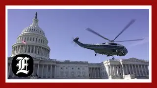 Biden boards helicopter, leaving the Capitol after Trump is sworn into office