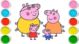 Peppa pig Family and Friends Drawing, Painting and Coloring for kids and Toddlers, Let's draw 