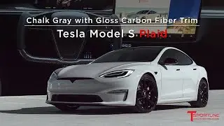 Chalk Gray Color Wrapped TESLA MODEL S PLAID gets a Full Custom Carbon Fiber Interior Upgrade