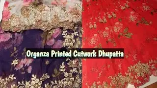 Organza floral printed cutwork Dhupatta || Organza Dupatta designs