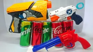 Nerf dart tag Vs Coca cola, Cheap toy pistol Vs Sprite Vs zuru X shot gun | nerf war