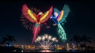 happy new year witness the 10b majestic firework parrot over florida