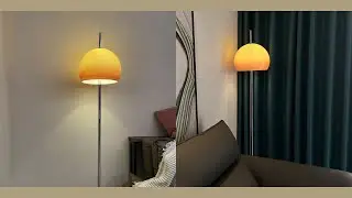 Aeyee Glass Floor Lamp, Industrial Standing Lamp with Orange Dome Shade, Tall Pole Standing Lighting