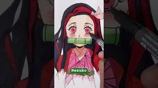 Nezuko Colour Pencil Drawing &ndash; Soft Anime Portrait ! #shorts #ytshorts #youtubeshorts ✨