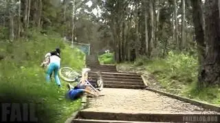 Biking Down Stairs FAIL www icyvideo com